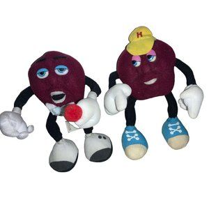 Lot of 2 Vintage Applause CALIFORNIA RAISINS Plush Doll Figures Posable 1988
